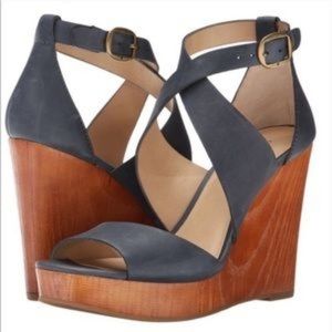 Lucky Brand “Lyndell” leather wood wedge
